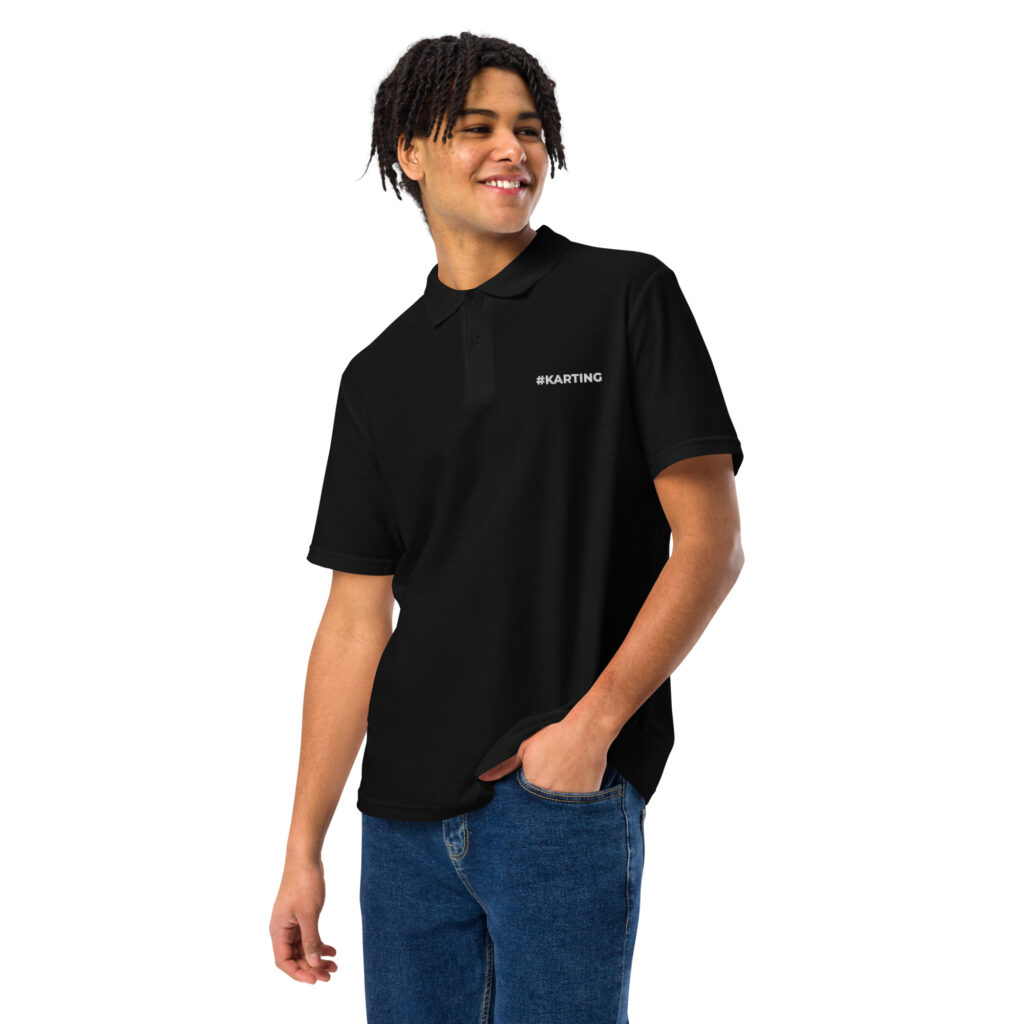 Polo noir unisexe brodé #Karting
