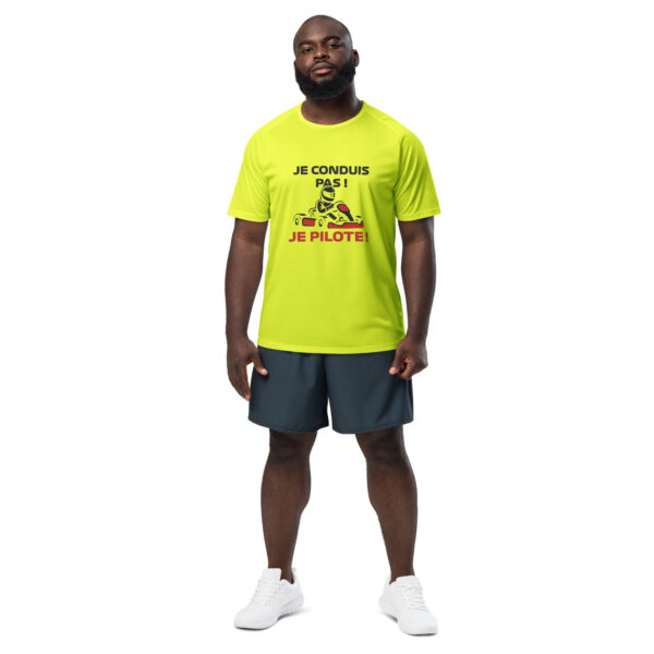 Maillot de sport unisexe Je conduis pas ! Je pilote ! – Blanc ou Jaune – Image 2