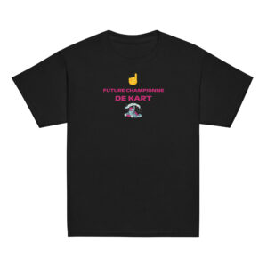 T-shirt fille Future Championne de Kart – Texte rose
