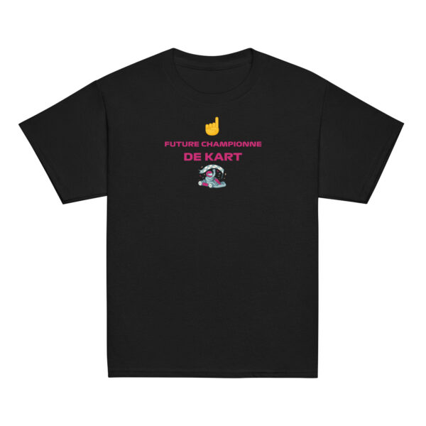 T-shirt fille Future Championne de Kart – Texte rose