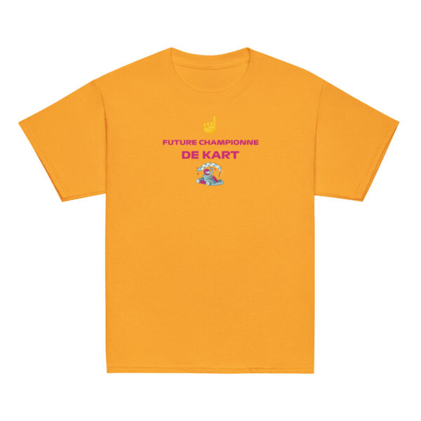 T-shirt fille Future Championne de Kart – Texte rose – Image 7