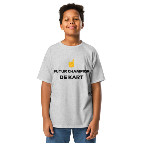 T-shirt enfant Future Champion de Kart – Blanc, beige, gris – Image 4
