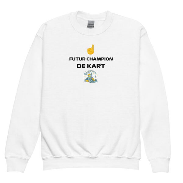 Sweat enfant Future Champion de Kart – Blanc et Gris clair – Image 4